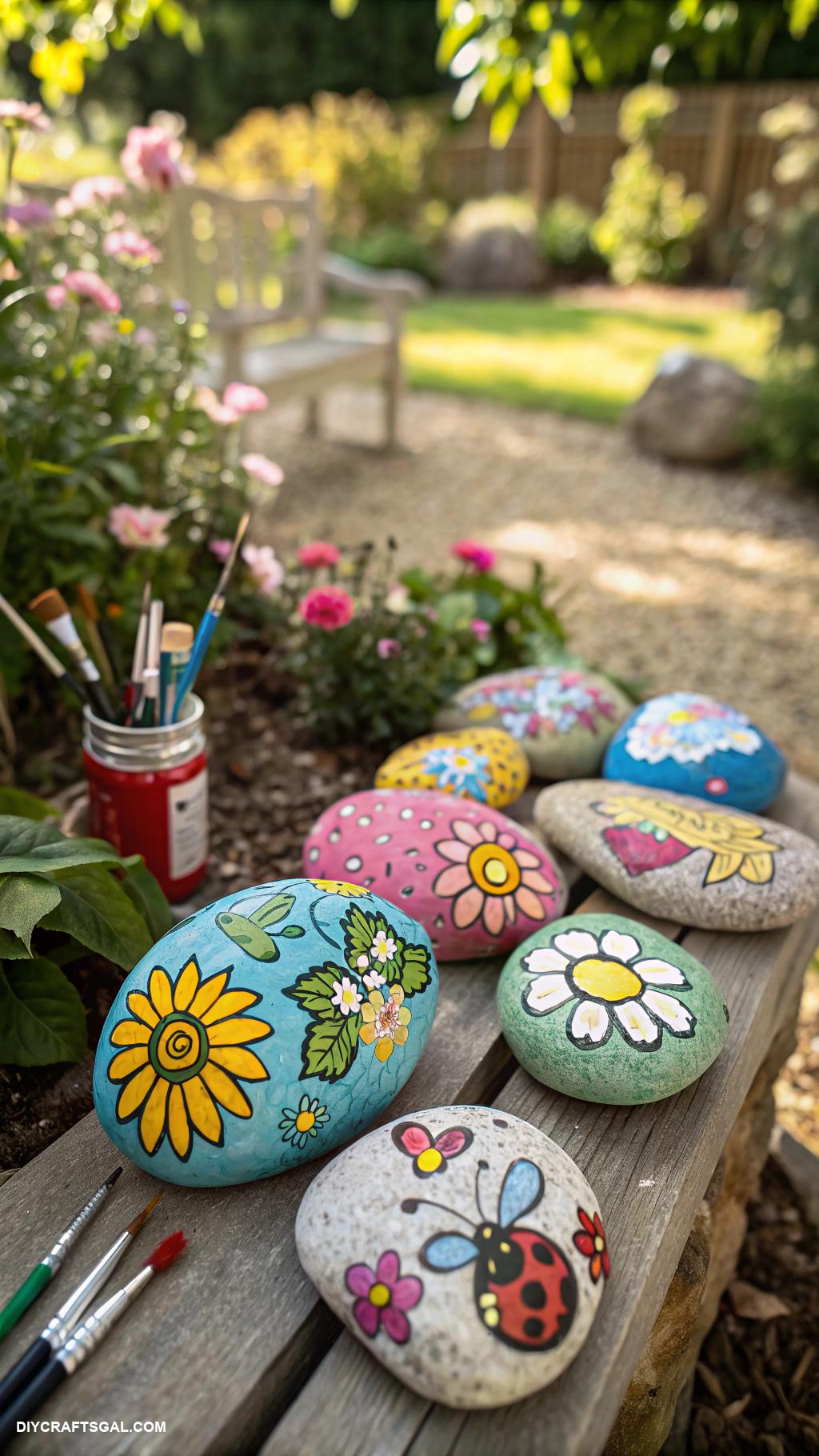 diy arts and crafts ideas Painted rocks for garden decor