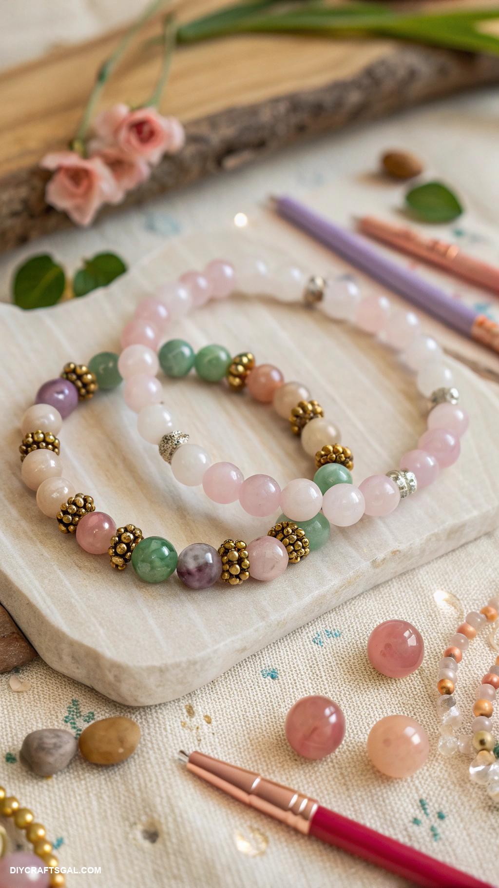 diy bracelet ideas Beaded bracelets with natural stone accents
