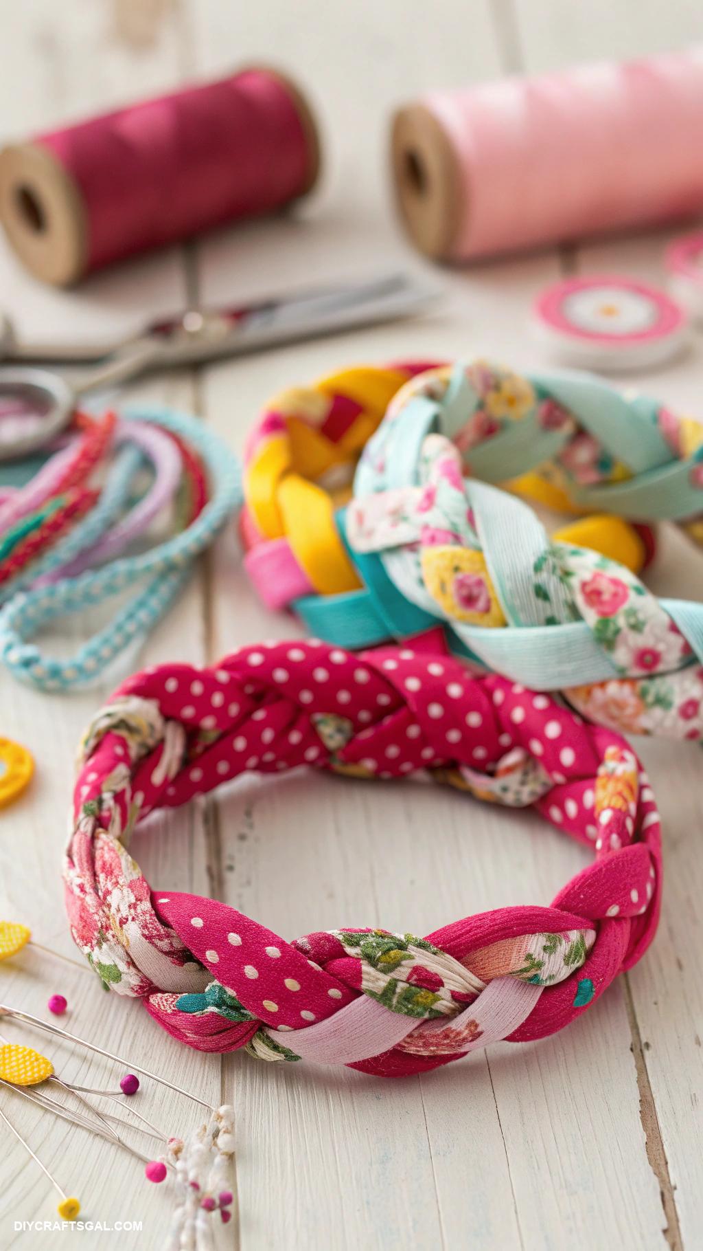 diy bracelet ideas Upcycled fabric scrap braided bracelets