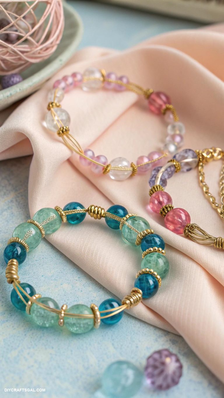 diy bracelet ideas Wire wrapped beads on elastic cord