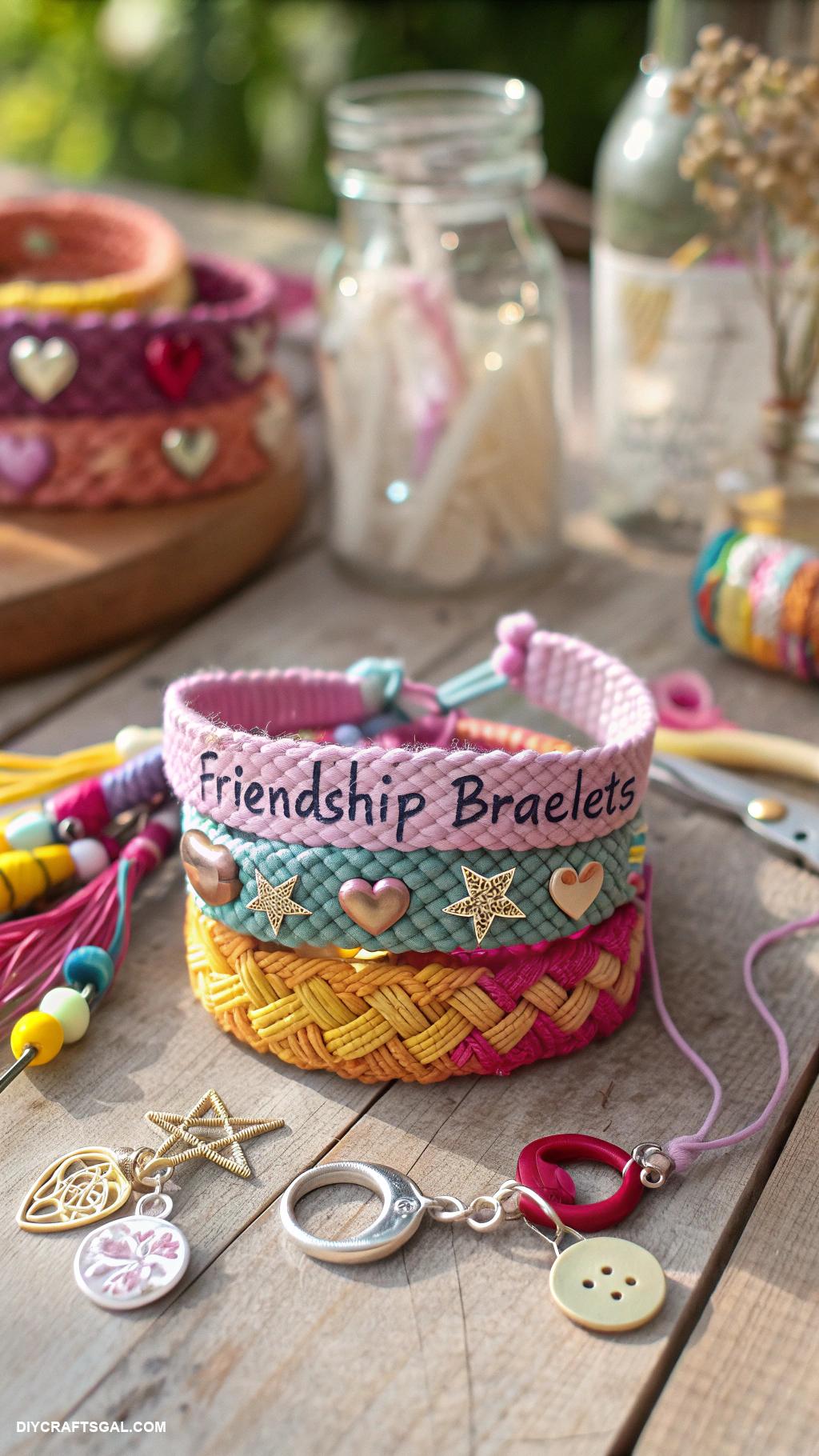 diy bracelet ideas Woven yarn friendship bracelets with charms