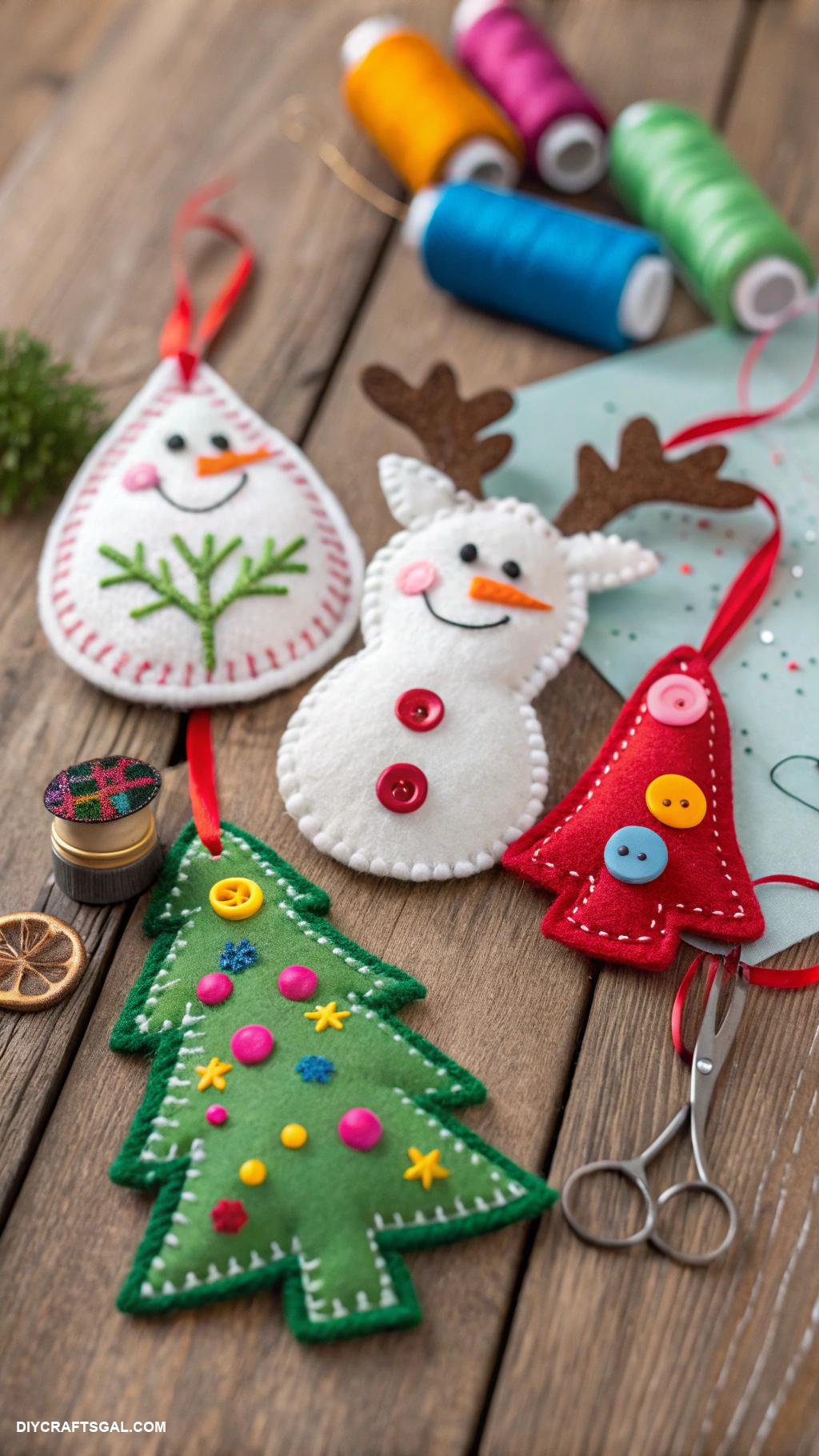 diy christmas home decor Felt ornaments in fun holiday shapes