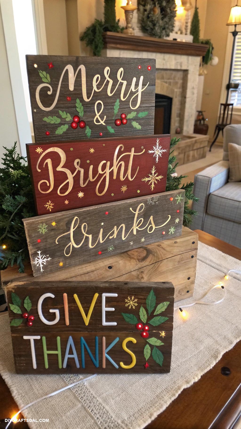diy christmas home decor Hand painted wooden holiday signs
