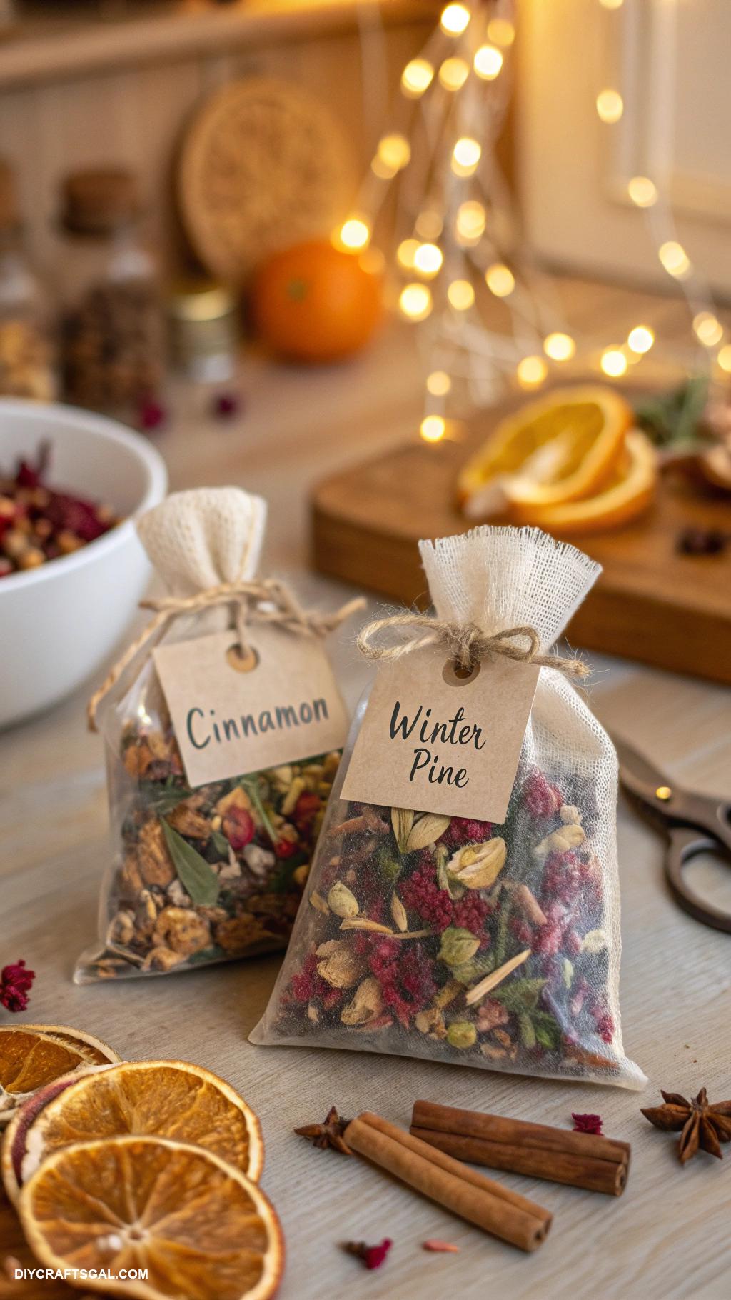 diy christmas home decor Homemade scented potpourri sachets