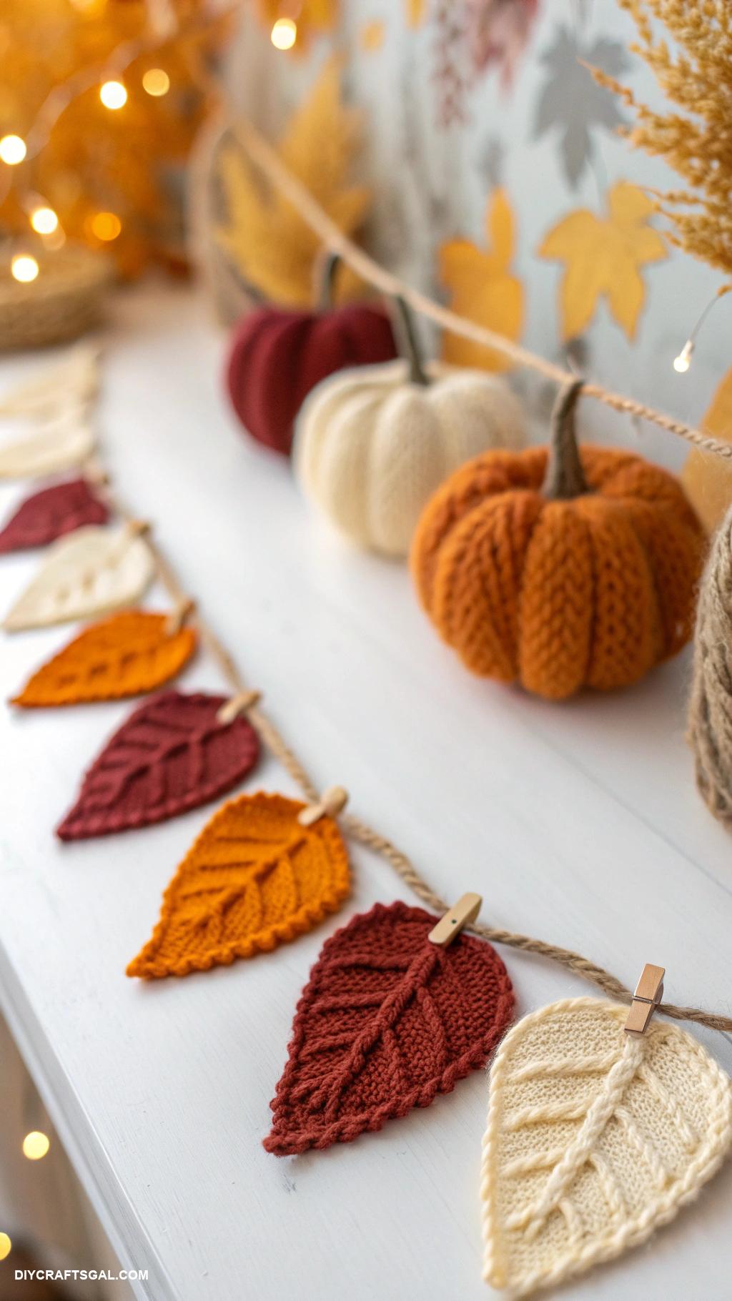 diy fall garlands Miniature sweater scraps and twine