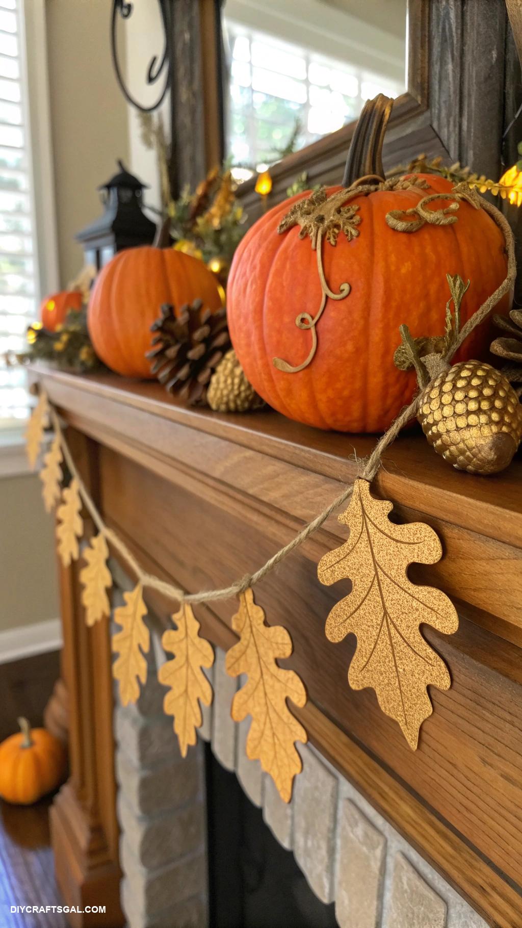 diy fall garlands Pumpkin and acorn paper cutouts