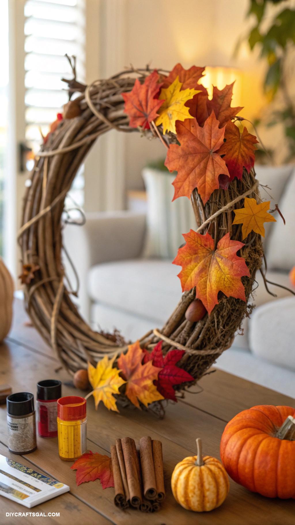 diy fall wreaths Cinnamon stick wrapped grapevine wreath