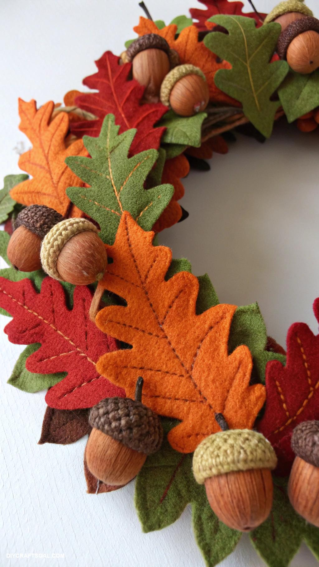 diy fall wreaths Felt acorn and oak leaf wreath