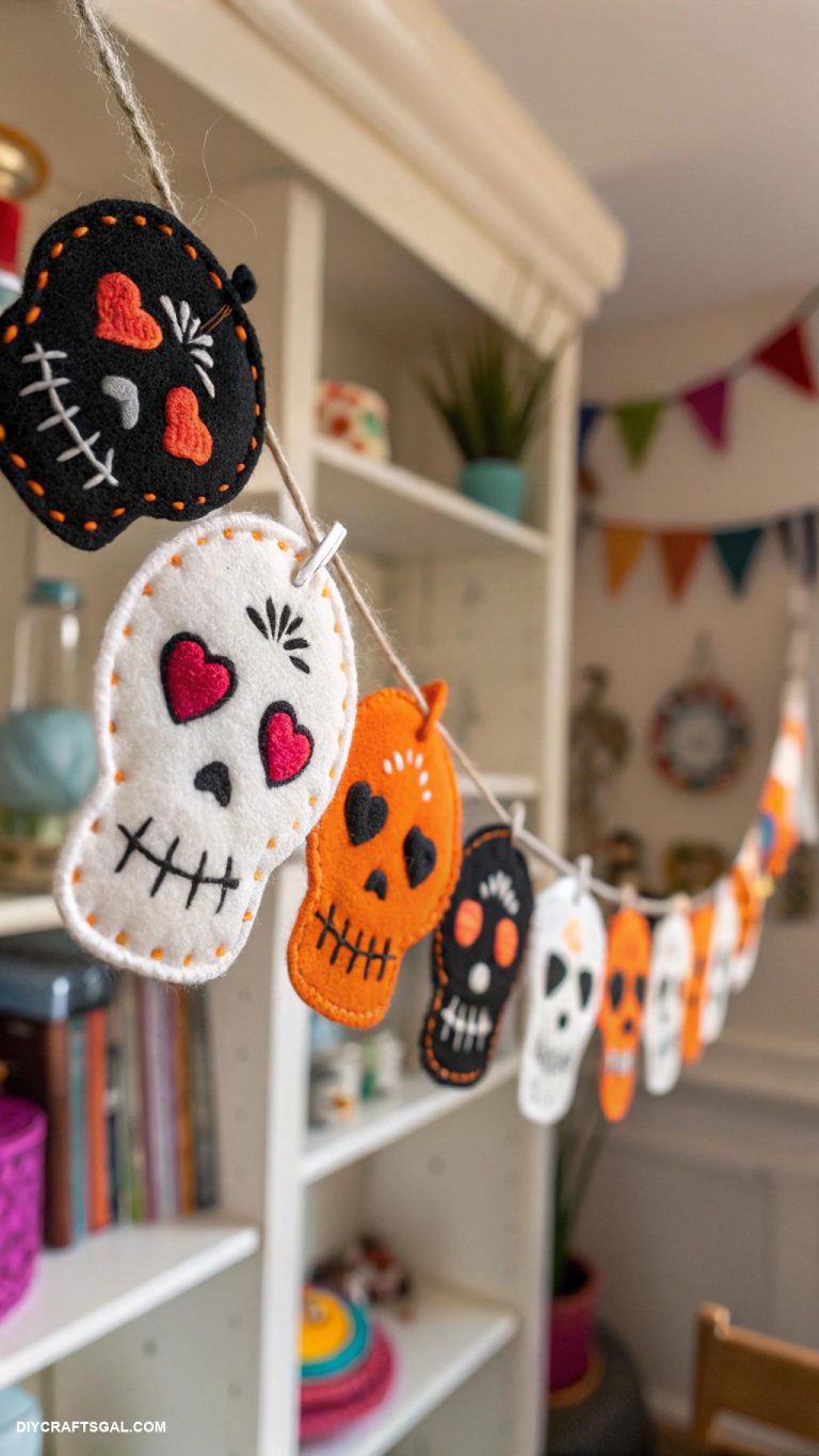 diy halloween garlands DIY felt skull garland