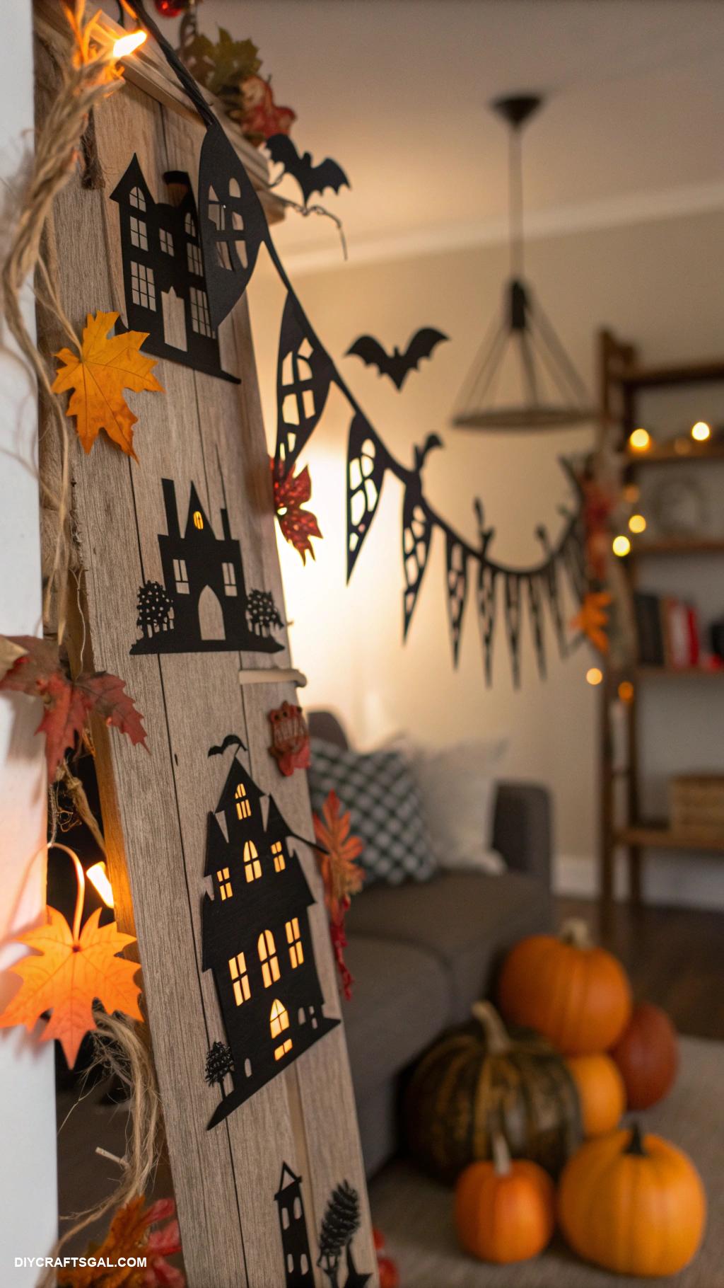 diy halloween garlands Spooky silhouette cut out garland
