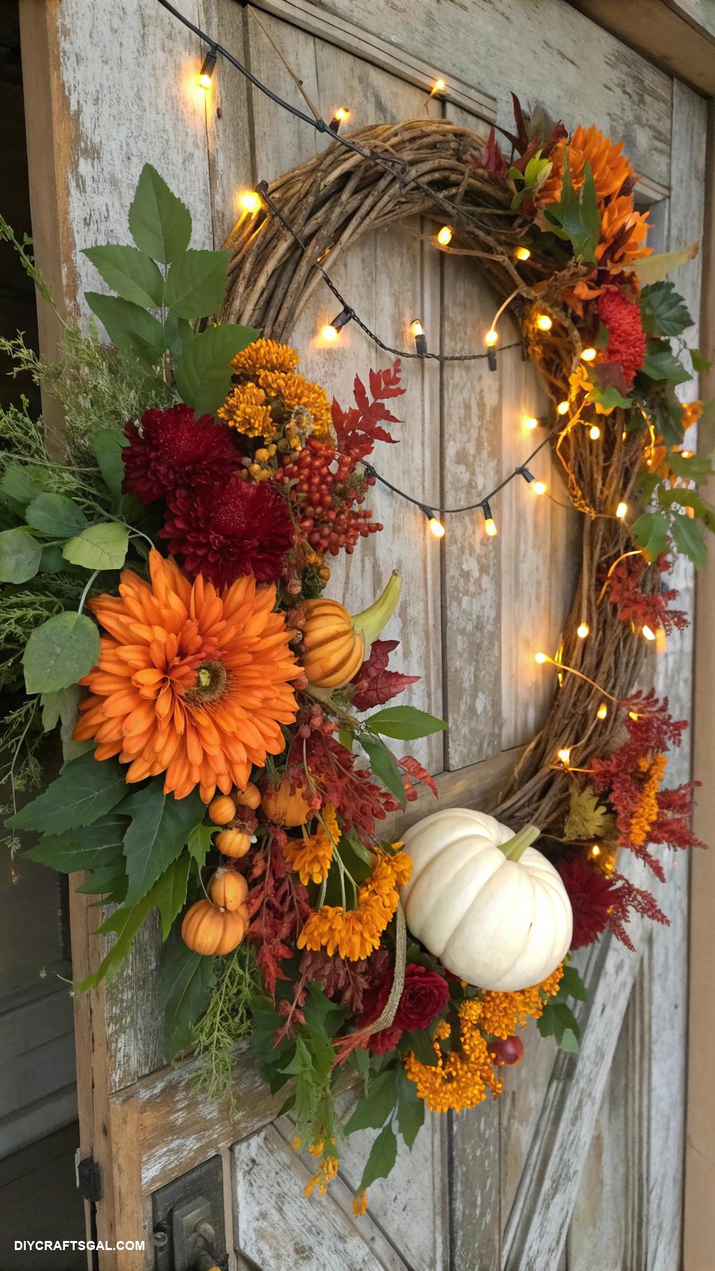 diy halloween wreaths Harvest Moon Floral Wreath
