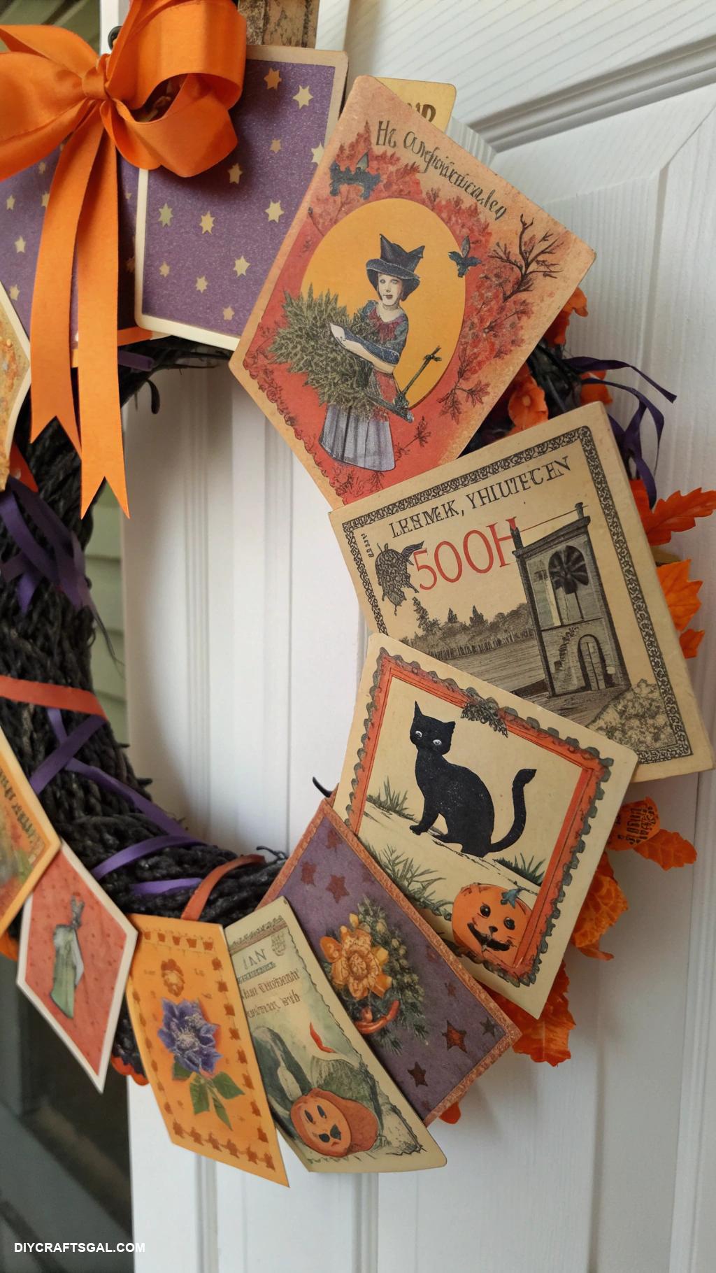 diy halloween wreaths Vintage Halloween Postcard Wreath