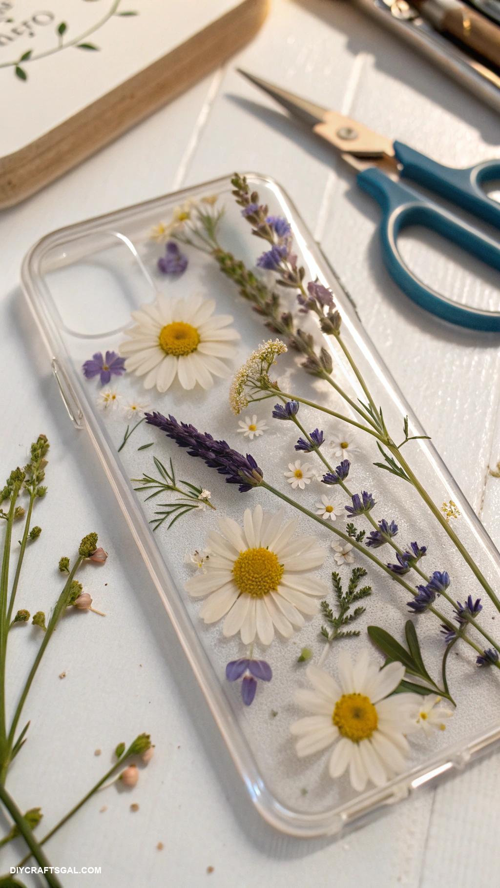 diy phone cases Nature pressed flowers inside a clear case