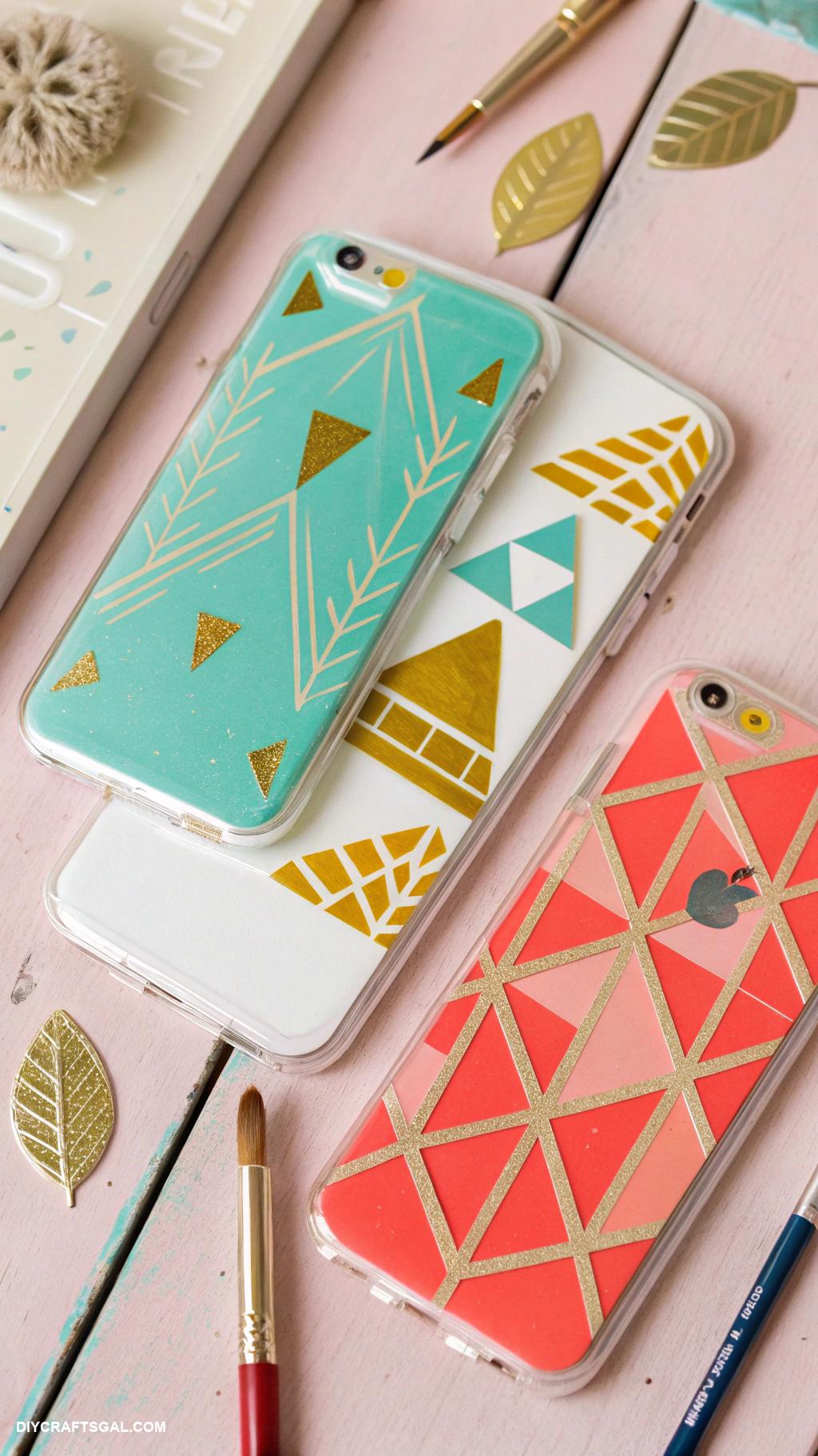 diy phone cases Painted geometric patterns on clear case