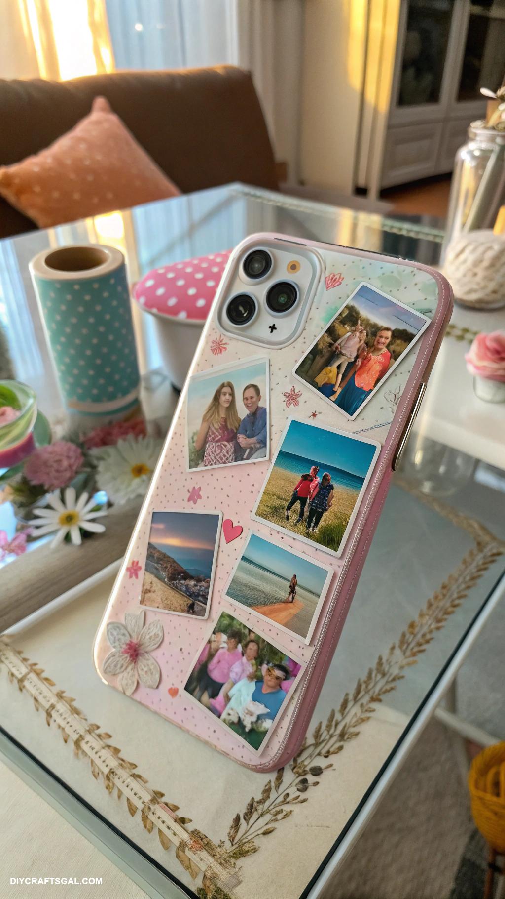 diy phone cases Photo collage with personal memories under glass