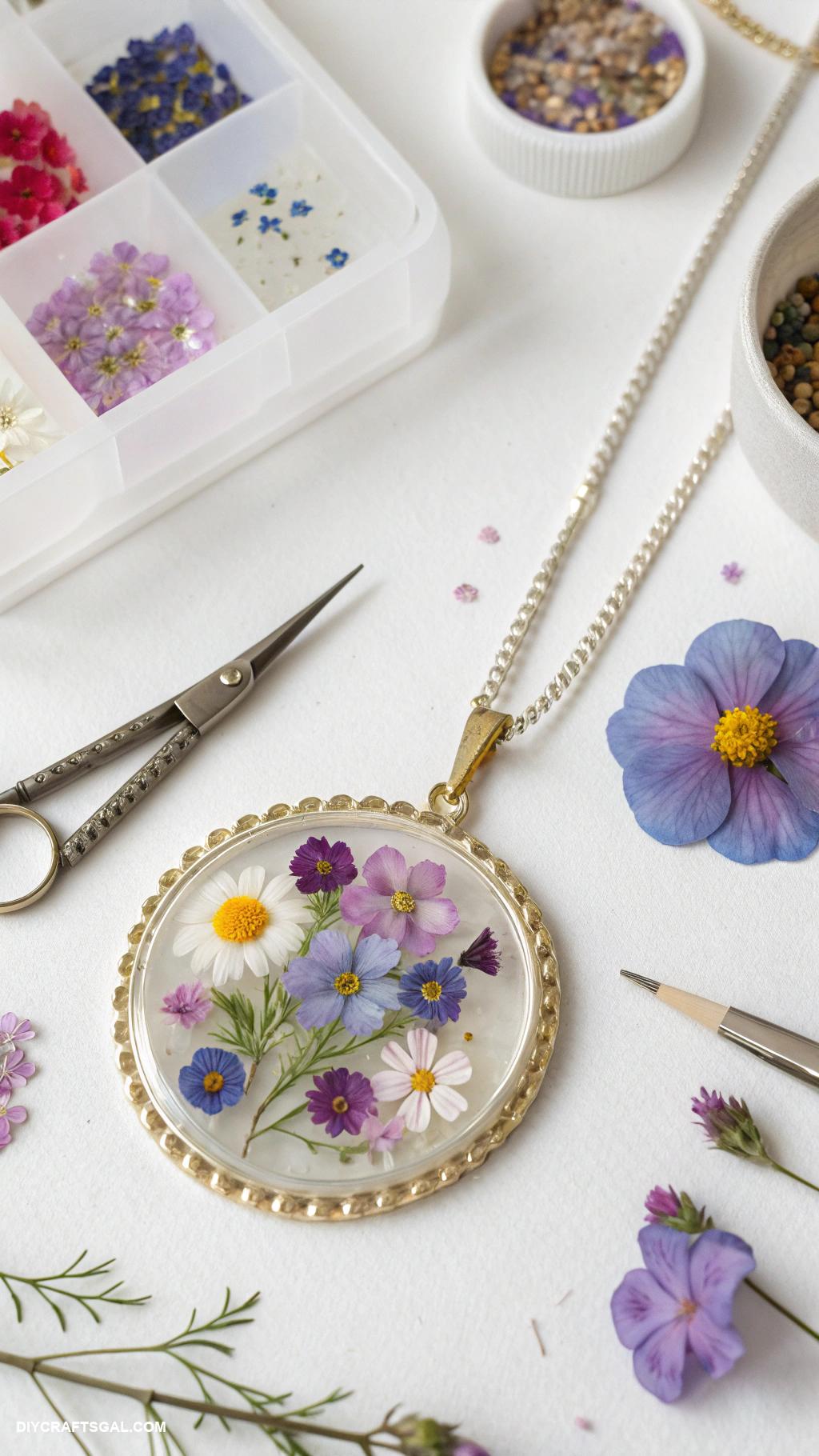 diy pressed flower art ideas Floral resin pieces for jewelry making