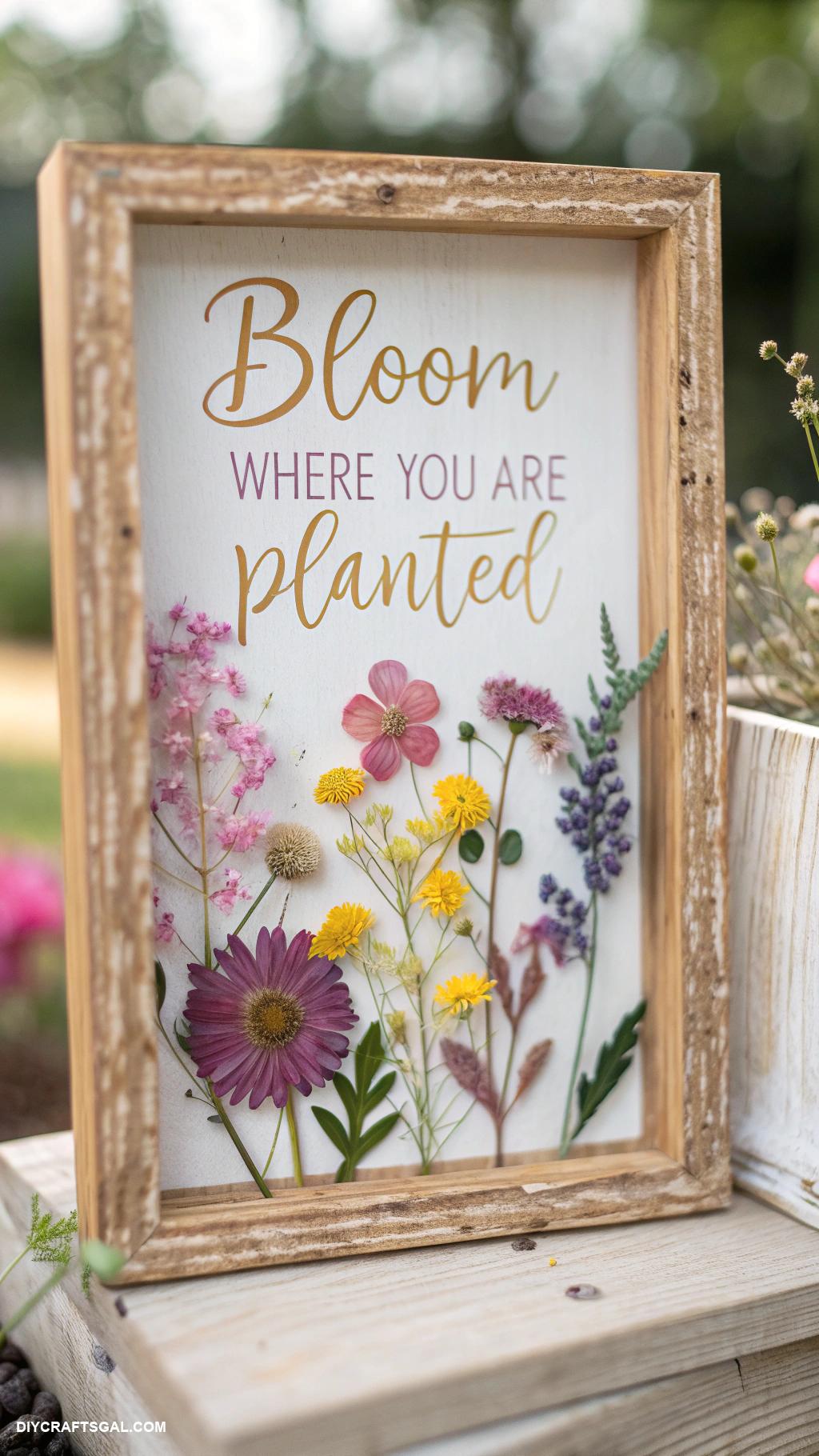 diy pressed flower art ideas Framed flower art with inspirational quotes