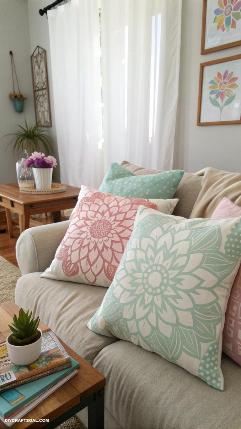 diy room decor Custom stenciled throw pillows for couch