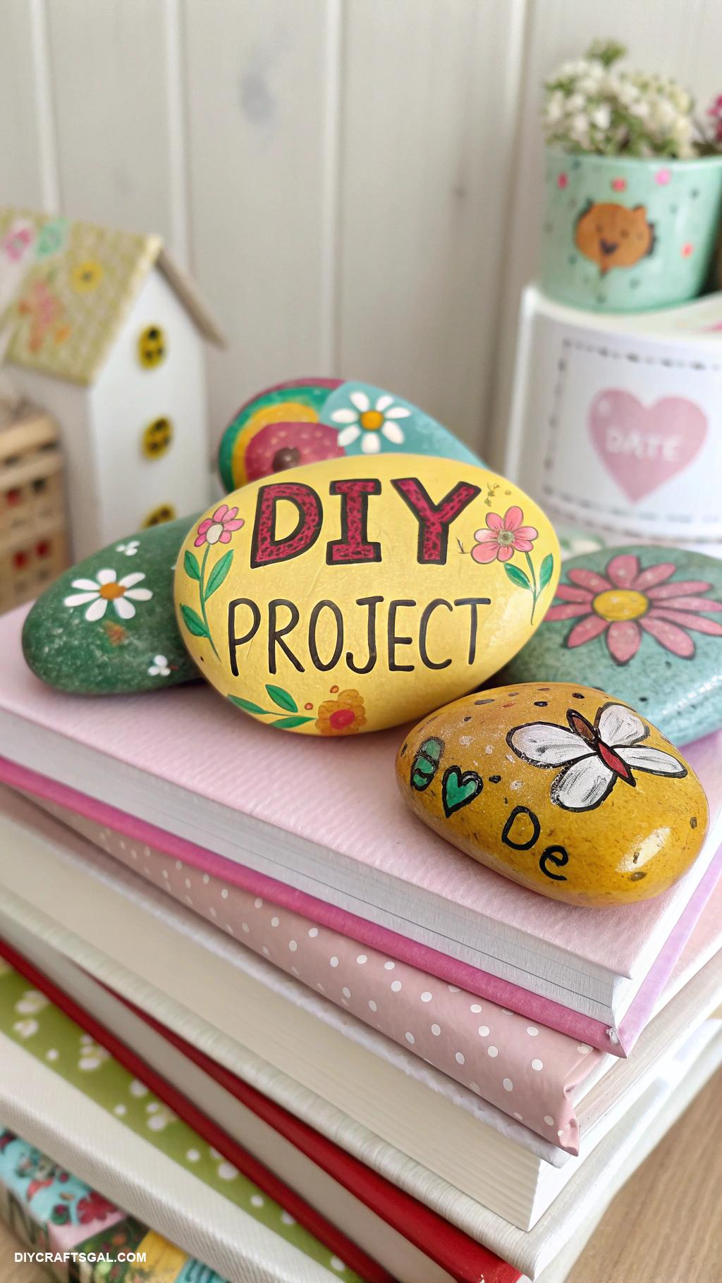 diy room decor Painted rocks as bookshelf bookmarks
