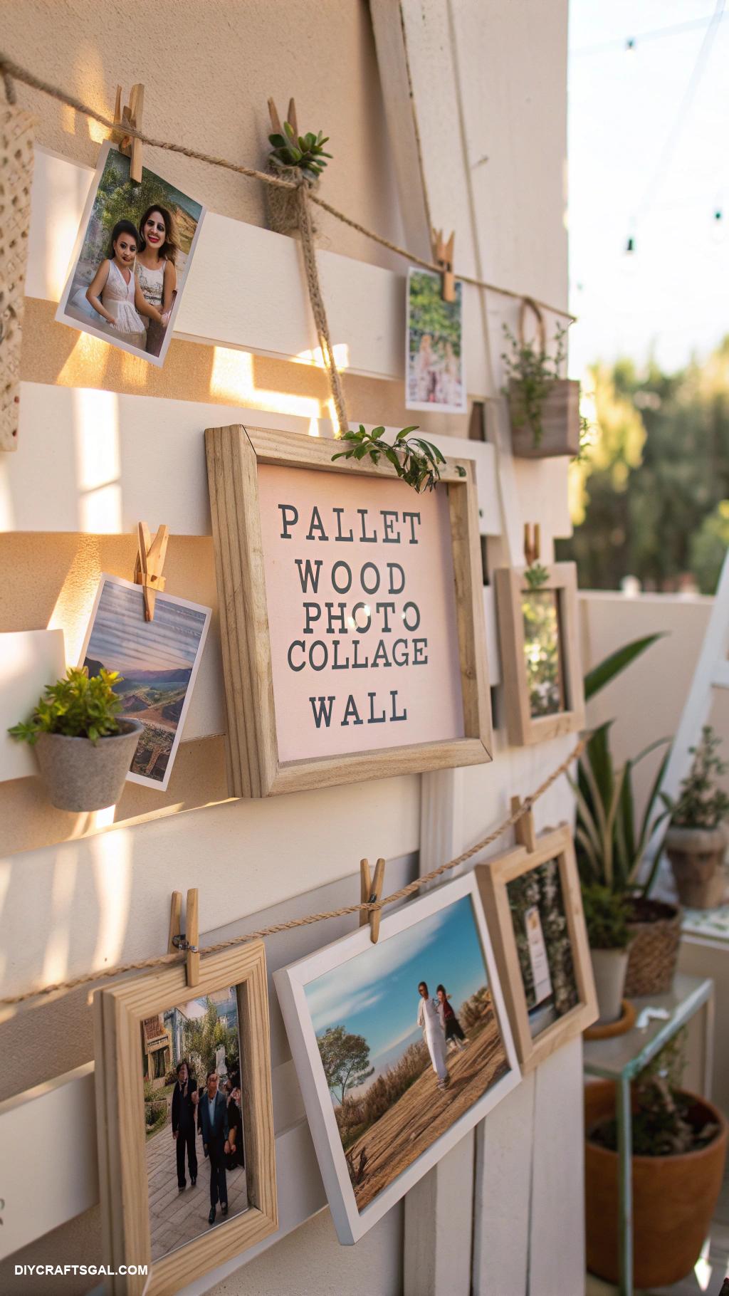 diy room decor Pallet wood photo collage wall