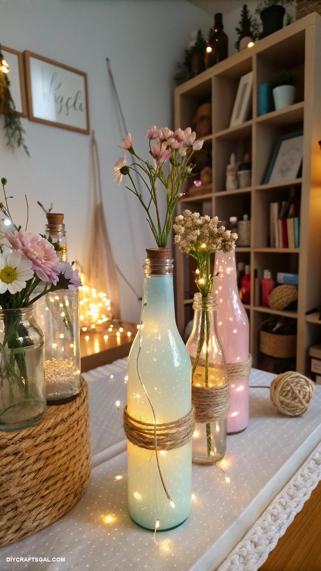 diy room decor Recycled bottle fairy light lanterns
