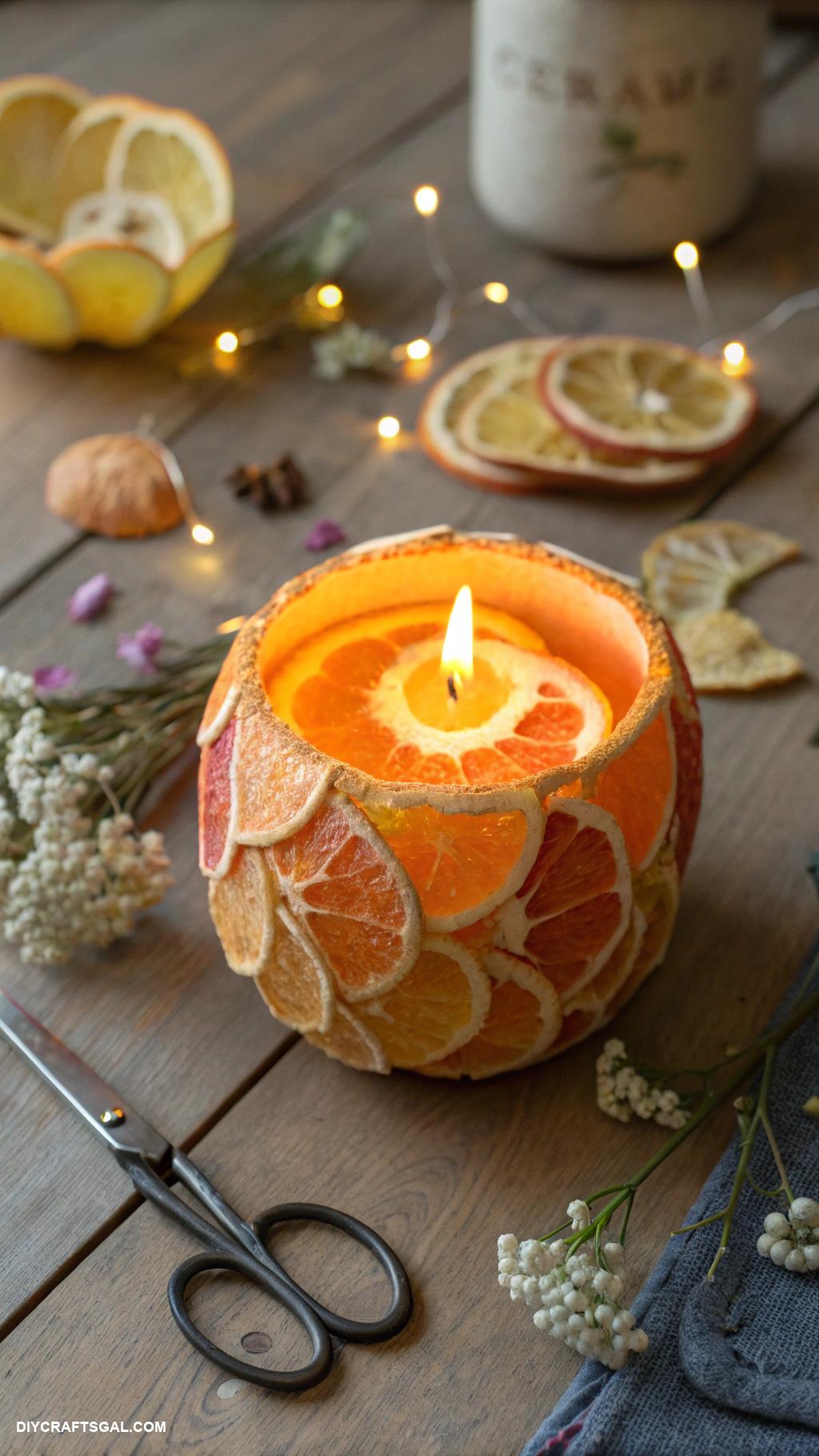 diy room decor Scented candle candle holder from citrus peels