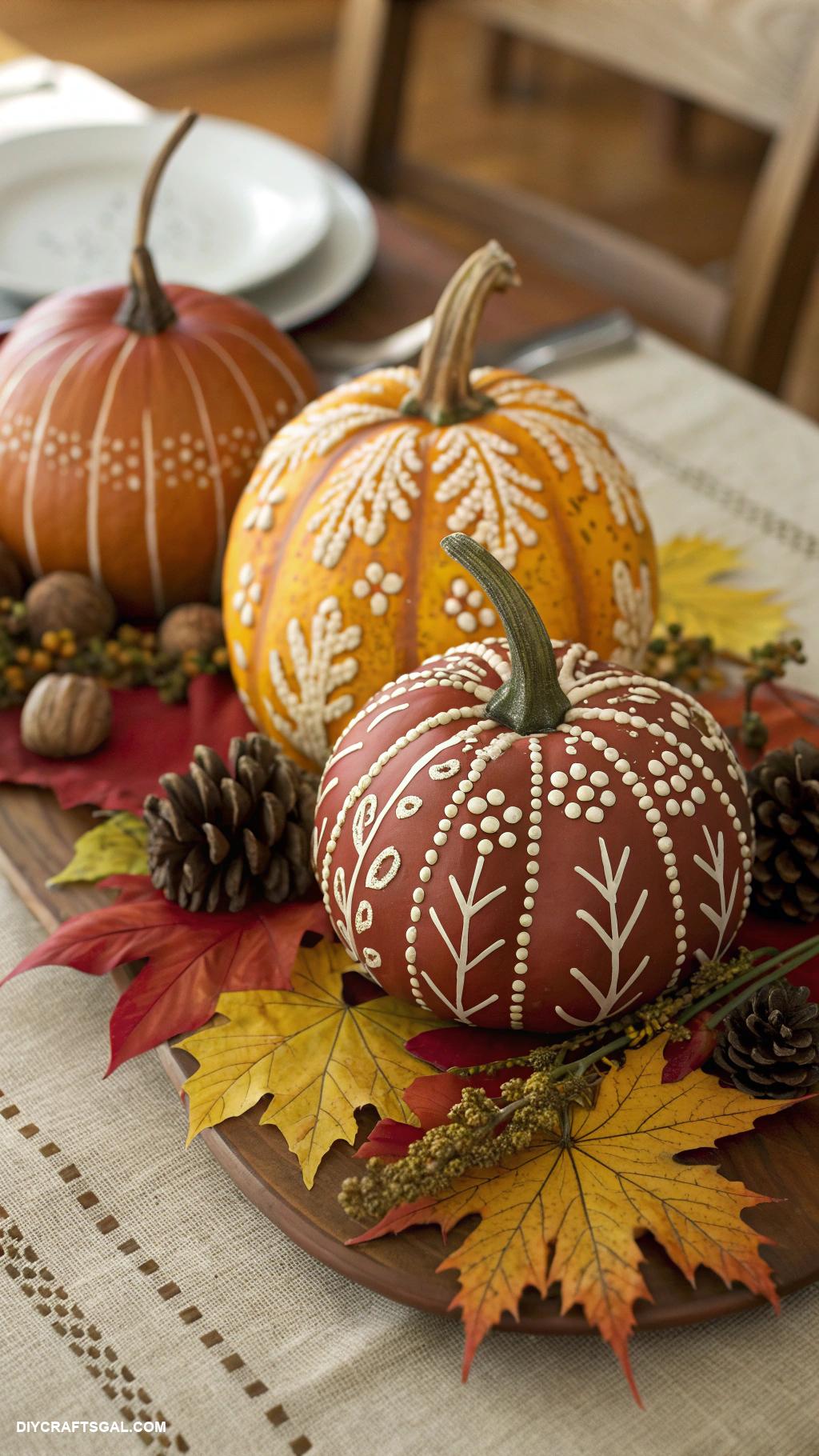 diy thanksgiving decorations Painted gourds as unique table accents