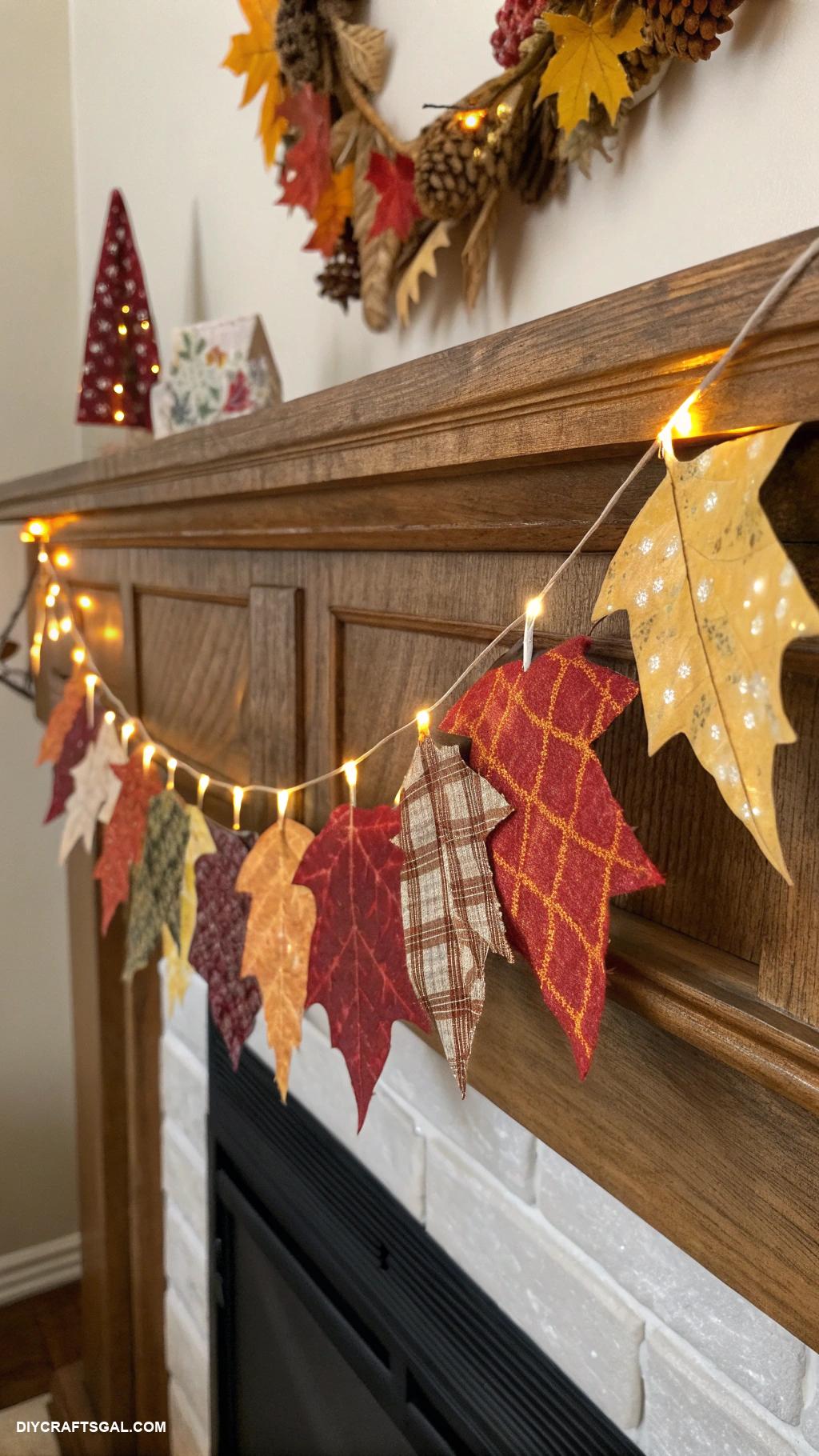 diy thanksgiving garlands Fabric scrap autumn leaves garland