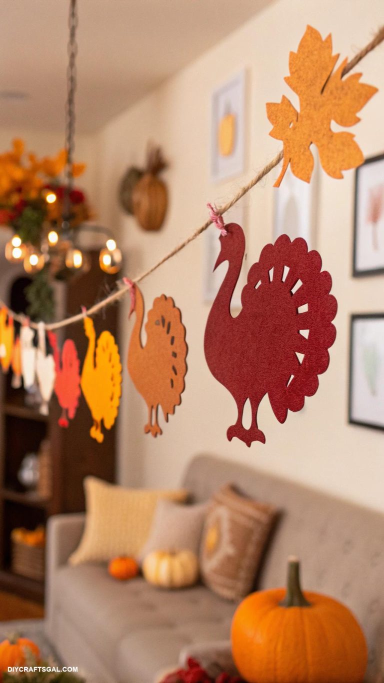 diy thanksgiving garlands Paper turkey silhouettes on string