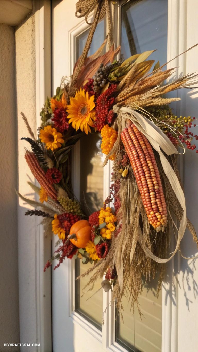 diy thanksgiving wreaths Colorful corn husk wreath