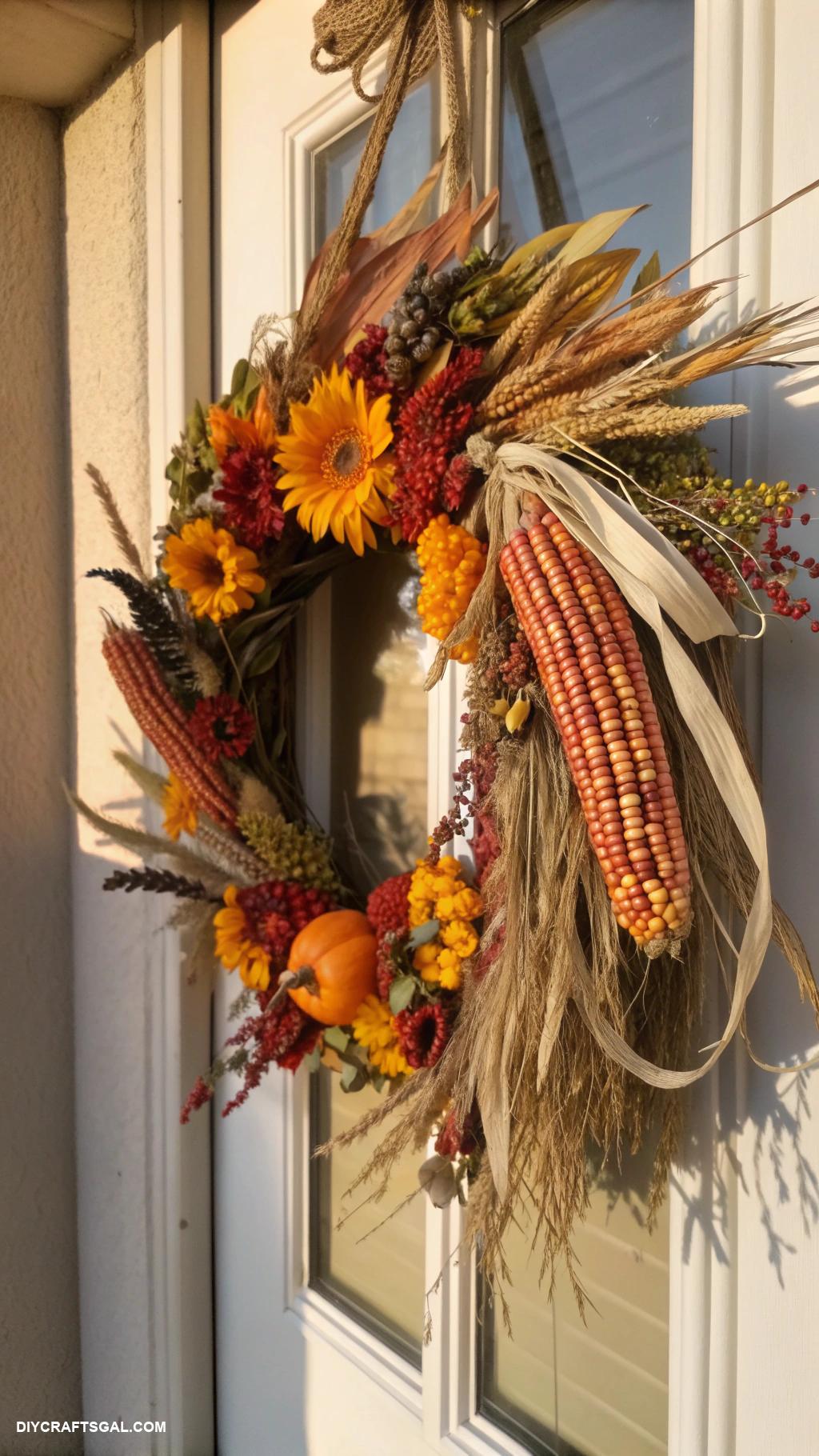 diy thanksgiving wreaths Colorful corn husk wreath