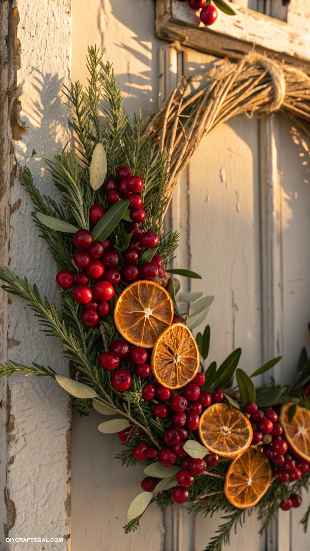 diy thanksgiving wreaths Cranberry and orange slice wreath