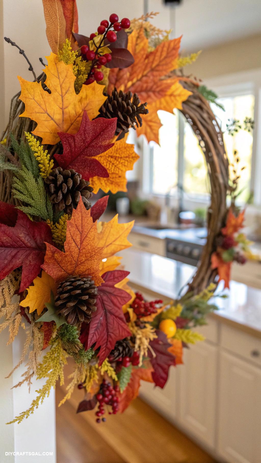 diy thanksgiving wreaths Fall garland with colorful foliage