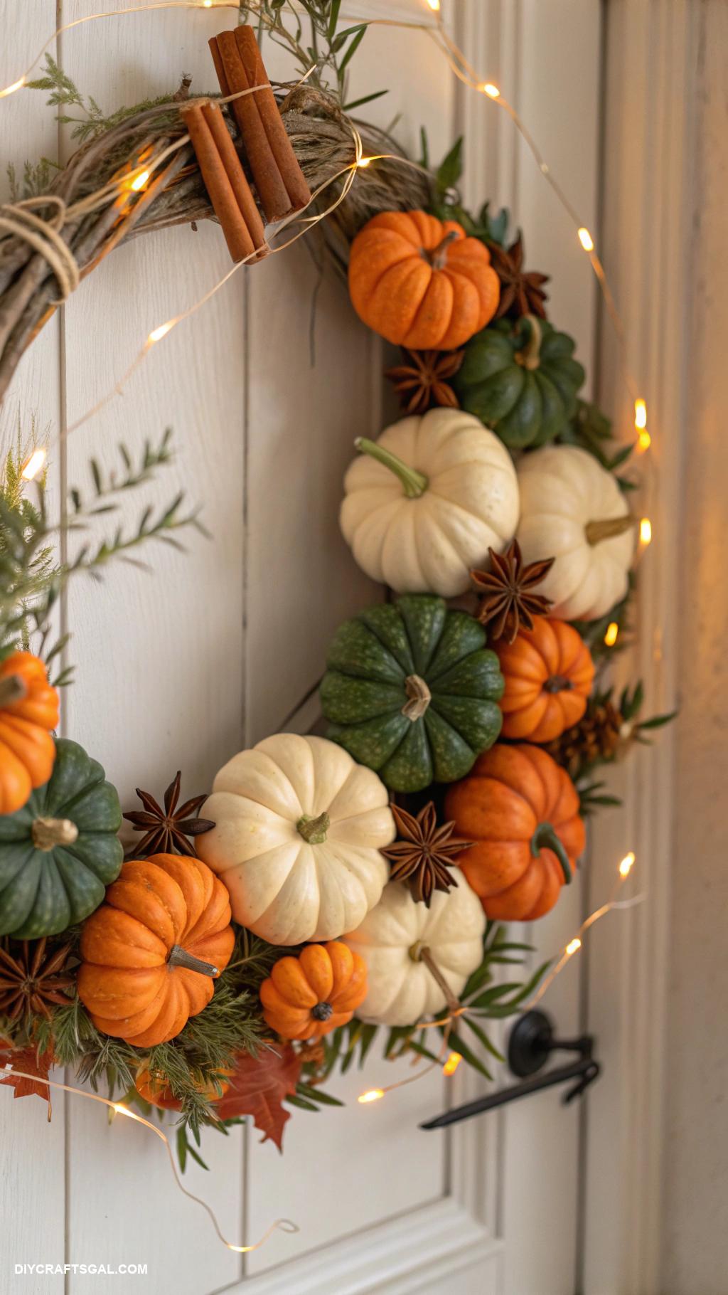 diy thanksgiving wreaths Mini pumpkin and spice wreath