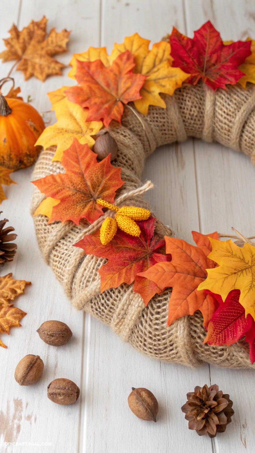 diy thanksgiving wreaths Pumpkin shaped burlap wreath