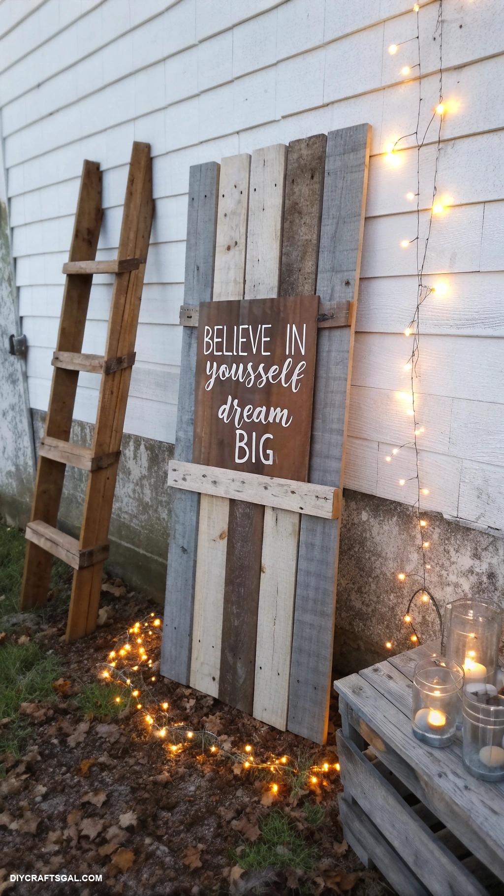 diy wall decor Rustic pallet art with inspirational quotes