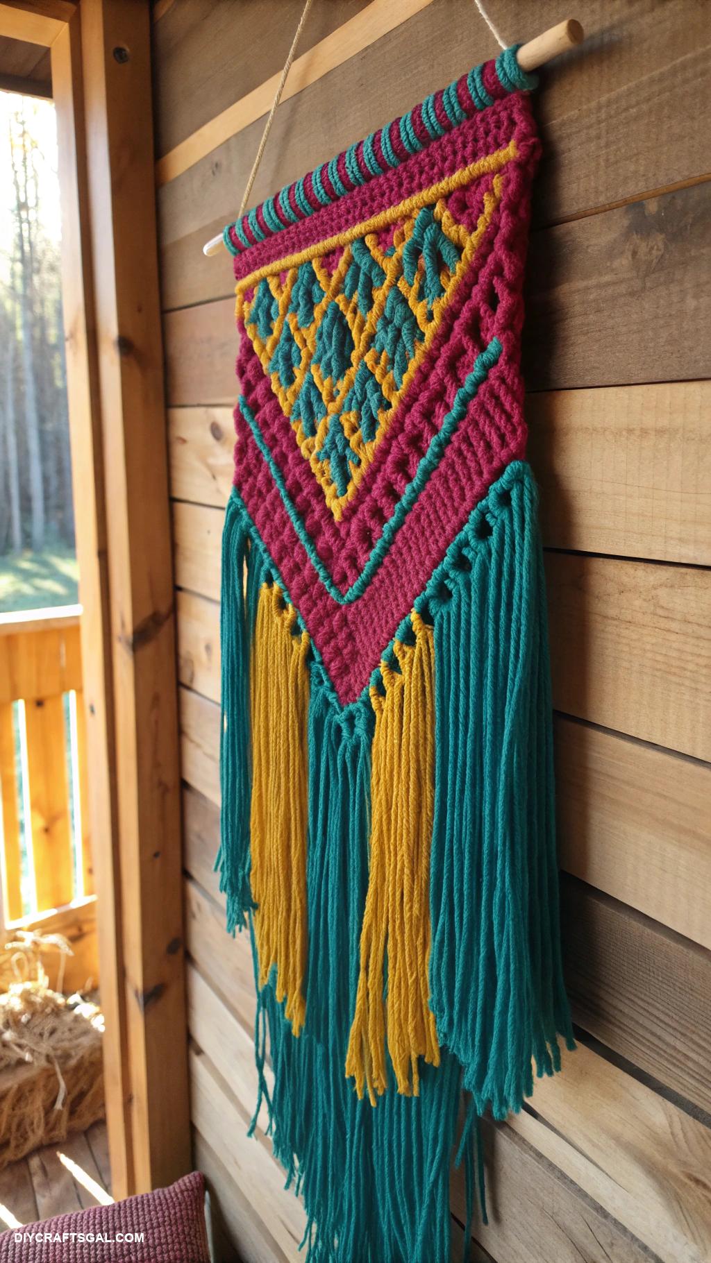 diy wall decor Woven wall hangings using vibrant yarns