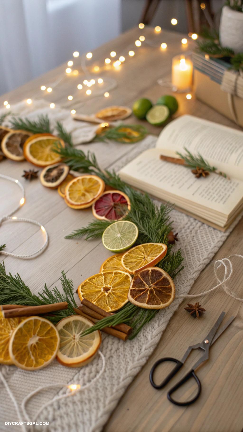 diy winter crafts DIY holiday garland using dried citrus slices