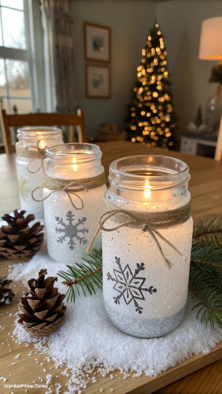 diy winter crafts DIY winter themed candle holders with jars