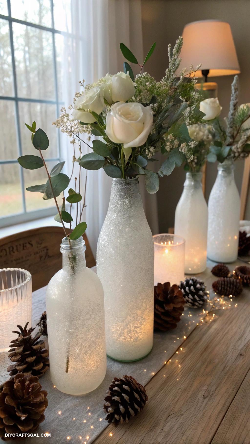 diy winter crafts Frosted glass vases with Epsom salt
