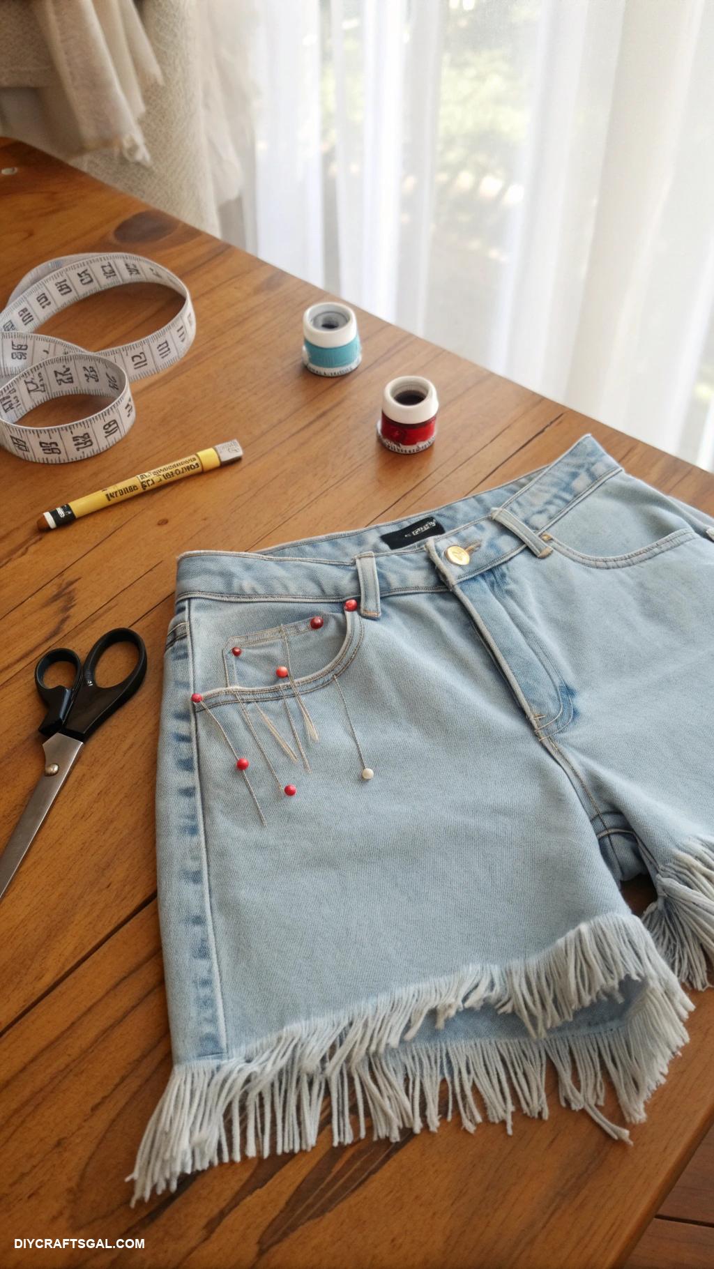 easy diy clothes Transform shorts into trendy fringe shorts