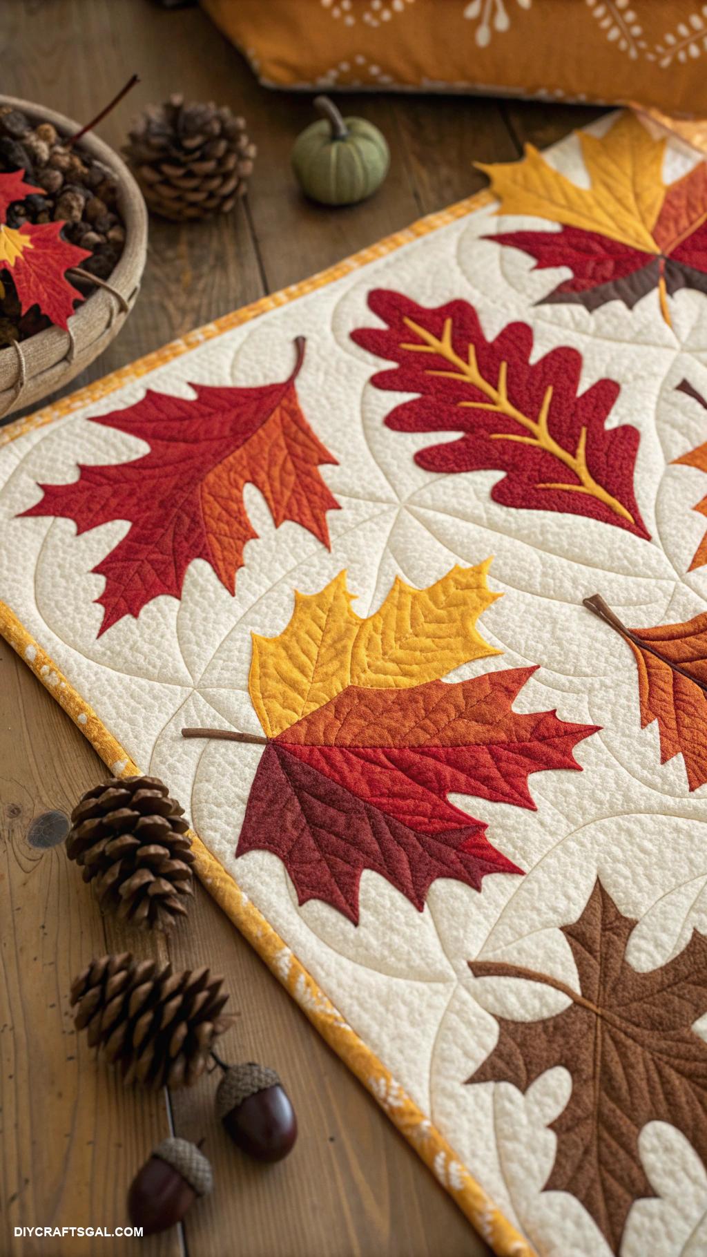 fall quilt patterns Falling leaves applique quilt pattern