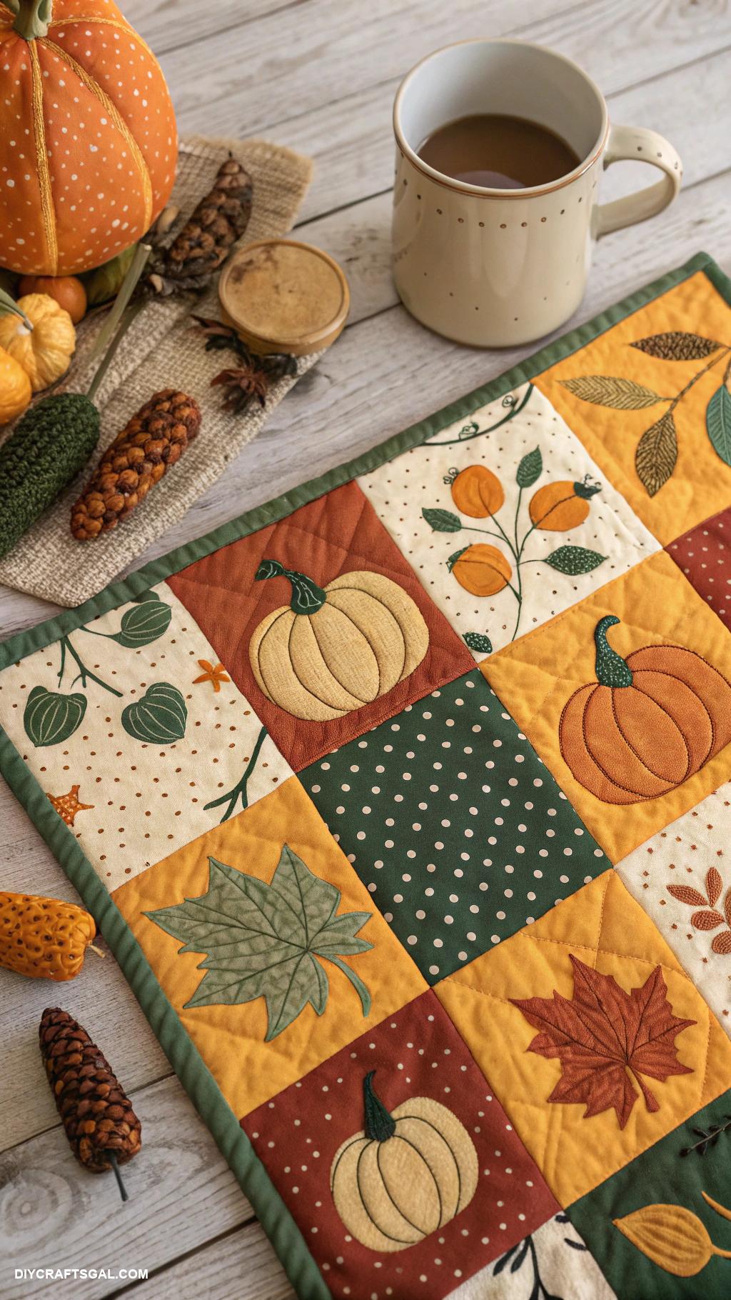 fall quilt patterns Pumpkin patch patchwork quilt design