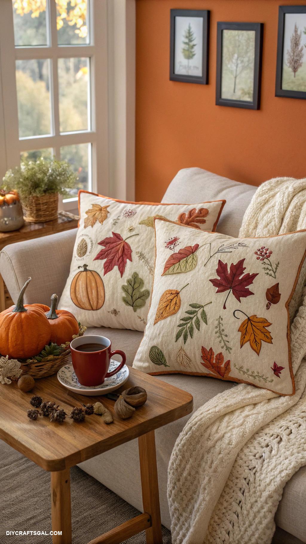 fall sewing projects Cushions with autumn motifs for comfort