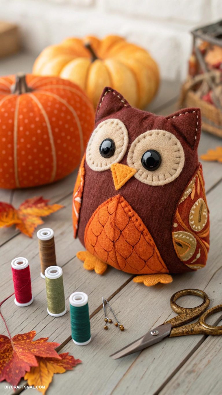 fall sewing projects Cute owl plushie for seasonal decor