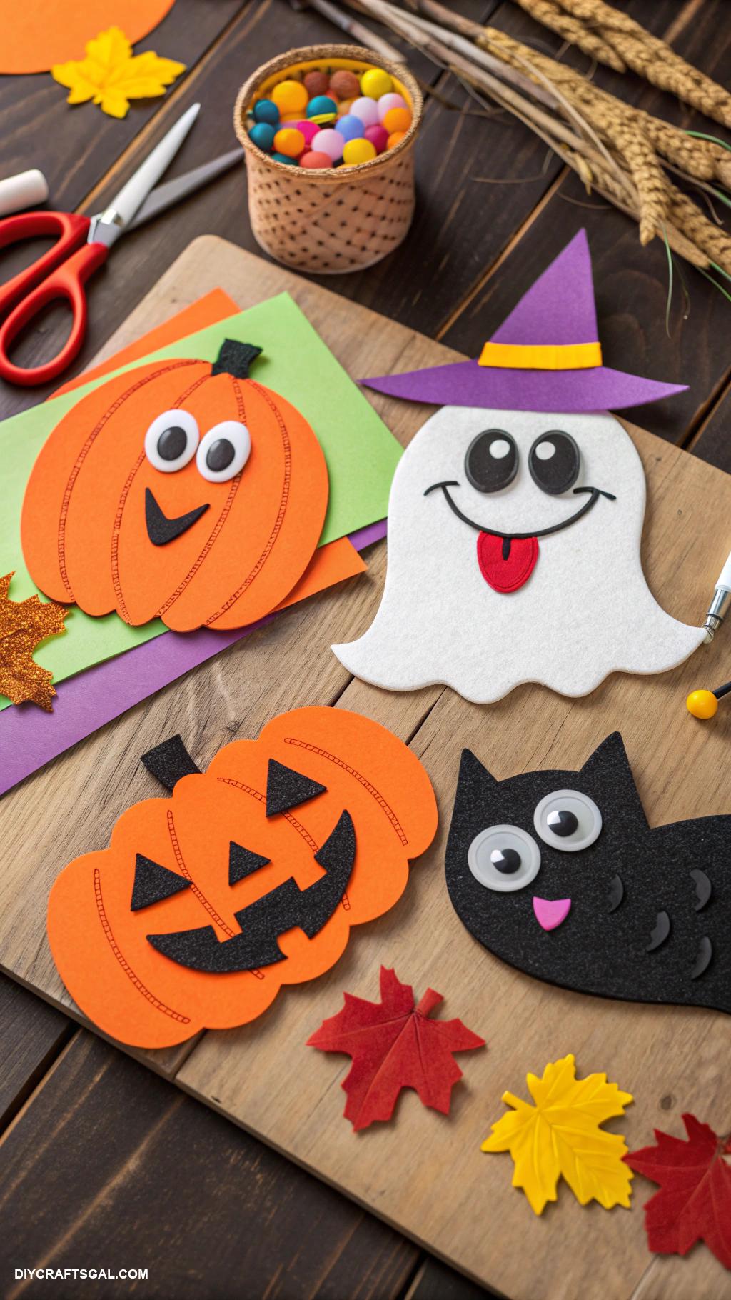 halloween crafts Foam Halloween character puppets