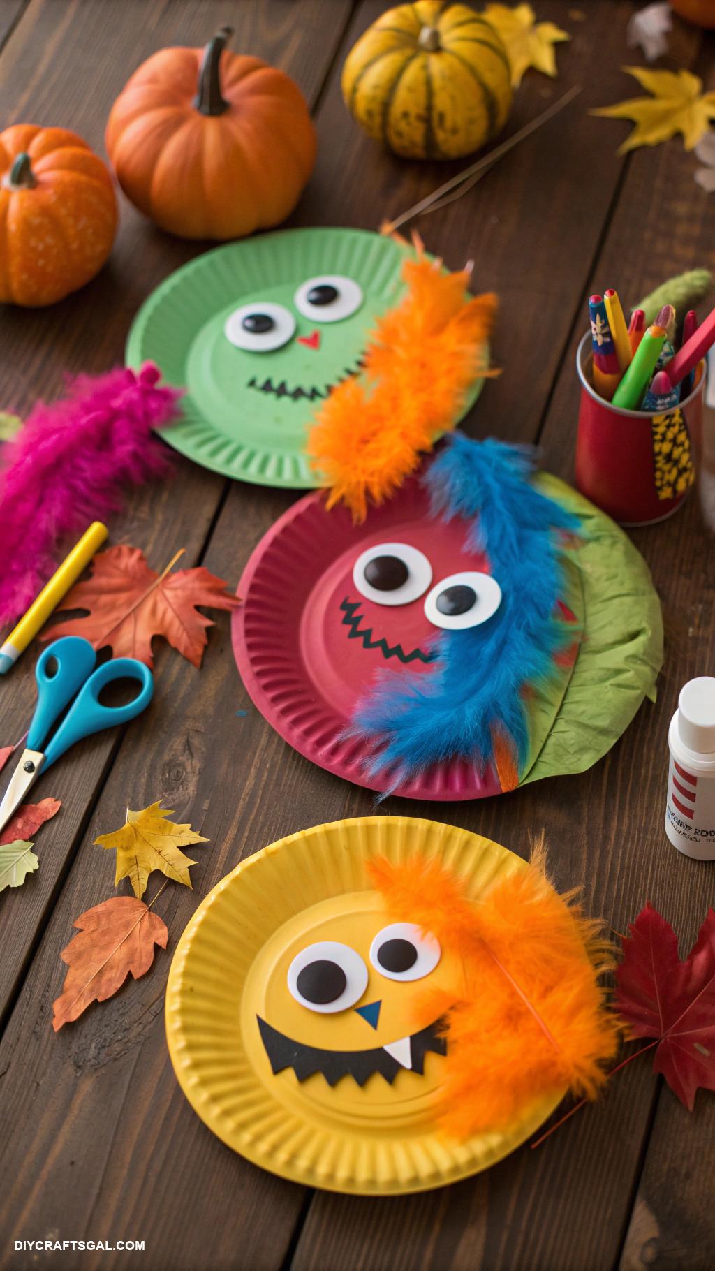halloween crafts Paper plate monster masks