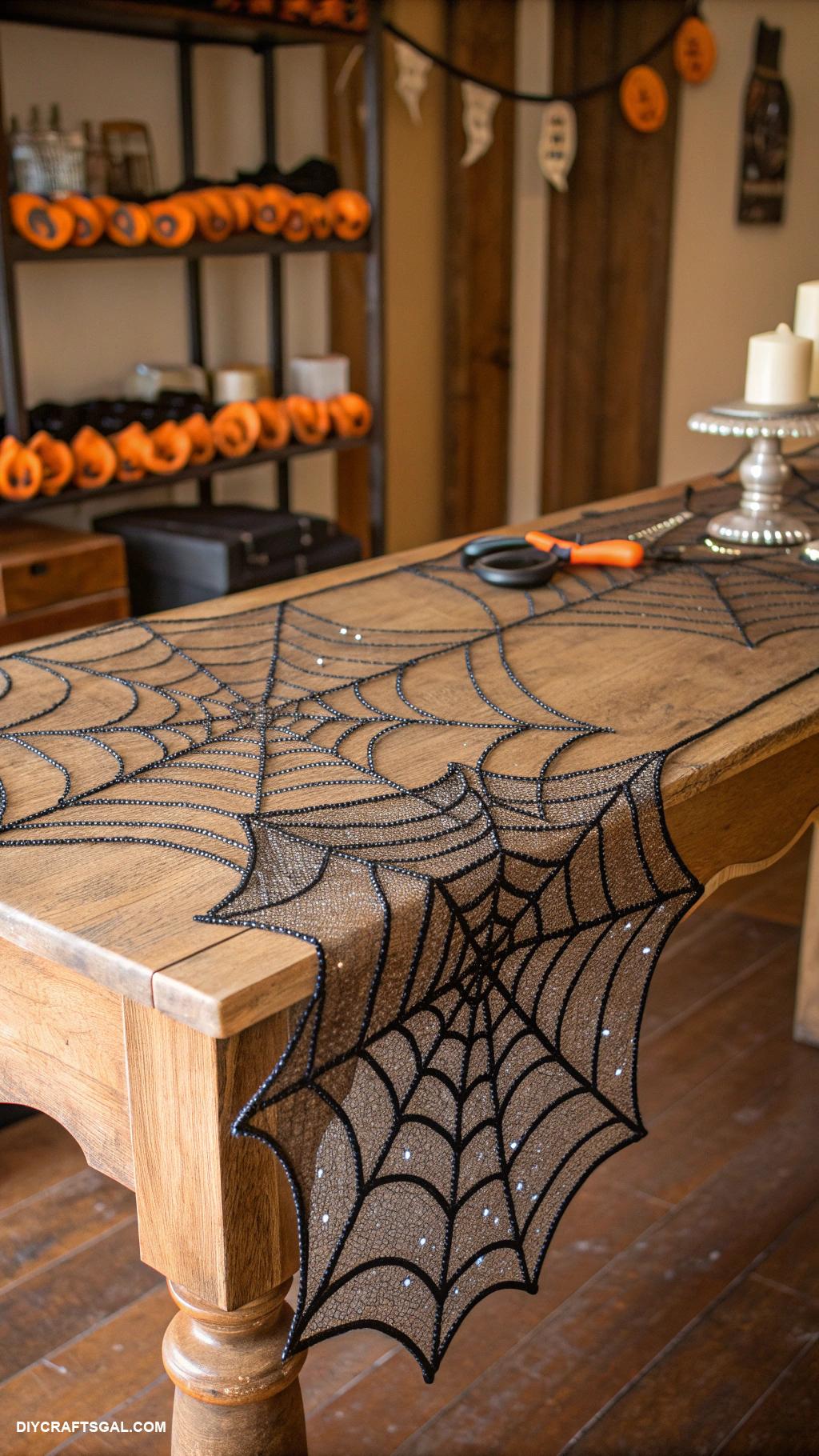 halloween sewing ideas Creepy spider web table runners