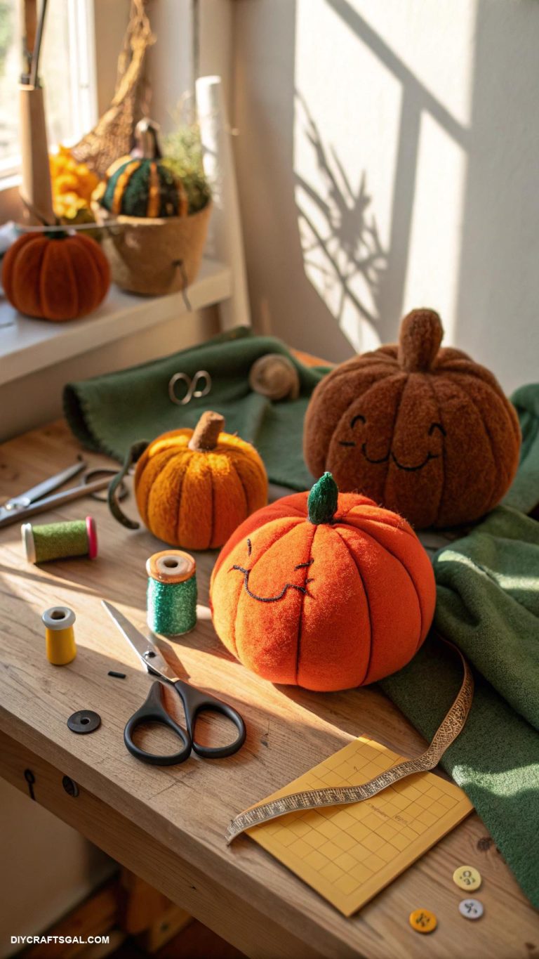 halloween sewing ideas DIY pumpkin plush toys