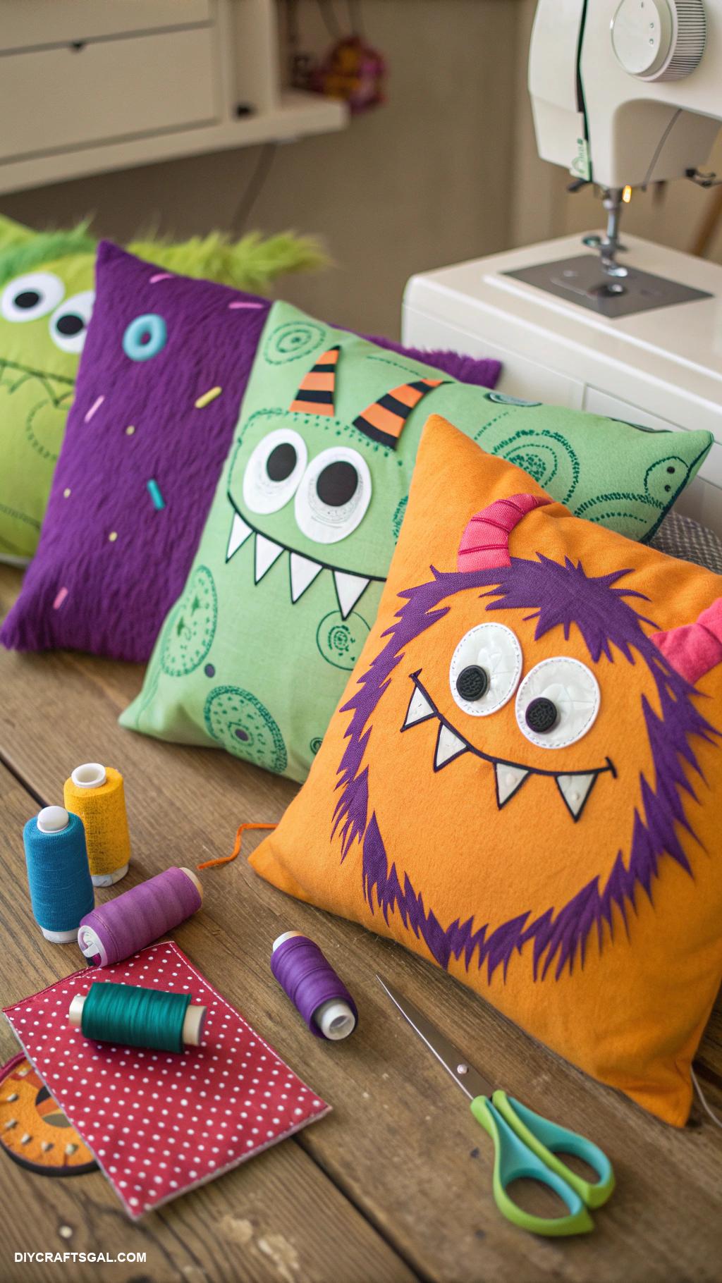 halloween sewing ideas Monster themed pillow covers